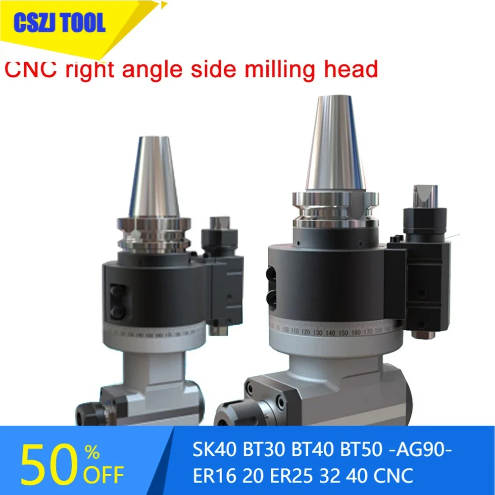 CSZJ CNC 사이드 밀링 헤드 직각 헤드, 가로 밀링 헤드, 90 도 각도, SK40 BT30 BT40 BT50 -AG90-ER16 20 ER25 32 40
