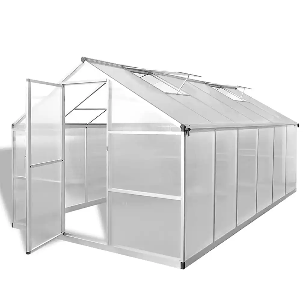 Verstärktes Aluminium-Gewächshaus mit Grundrahmen 9,025 m² Outdoor-Garten-Gewächshaus Pflanzenzuchthaus für Gemüse, Kräuter, Blumen und Setzlinge