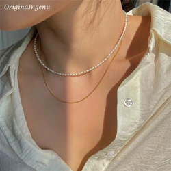 14K Gold Filled Natural Baroque Pearls Necklace Vintage Choker Handmade Pendants Boho Jewelry Gold Tarnish Resist Necklace