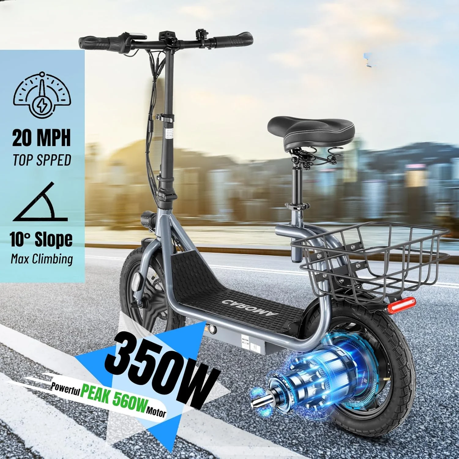 

1200W Electric Scooters for Adults 14" Tire, 500Wh Battery, 30Miles Range, 20MPH Top Speed