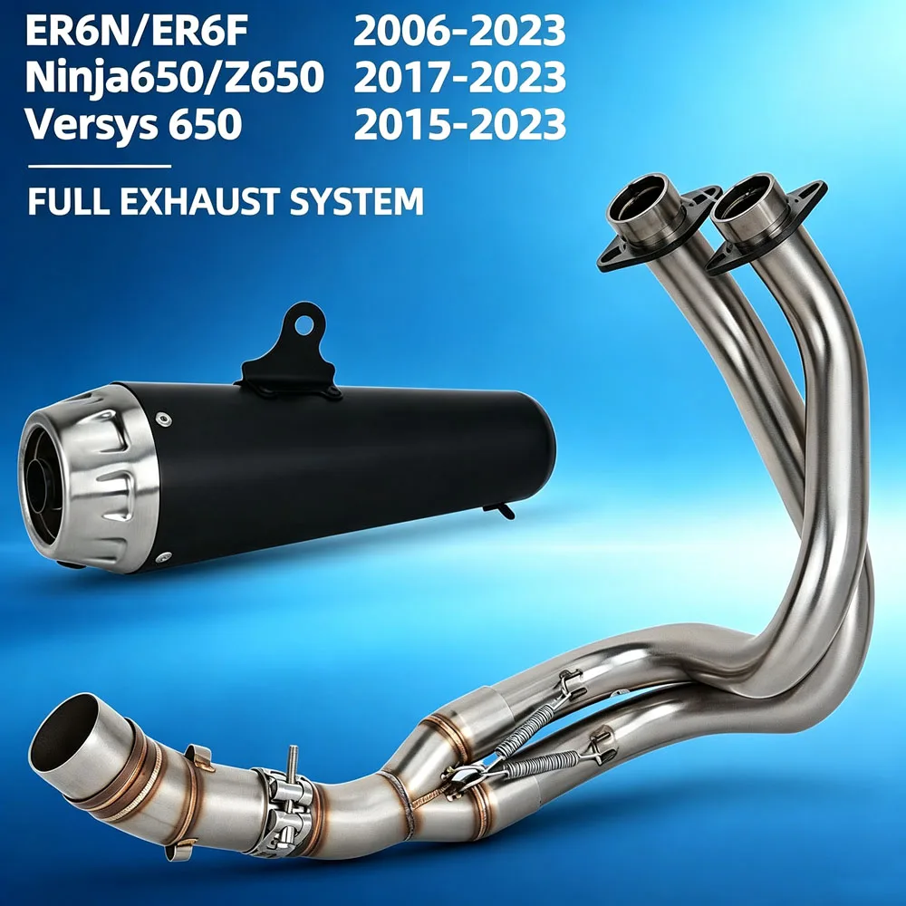 For Kawasaki Ninja650 Z650 17-23 Versys650 15-23 ER6N ER6F 06-23 Motorcycle Exhaust System Headers Manifold With Escape Muffler
