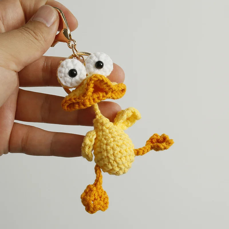 Cute Sausage Mouth Doll Crochet Keychains Knitted Frog Keyrings Funny Crochet Duck Keychain For Bag Pendant Custom Accessories view 2