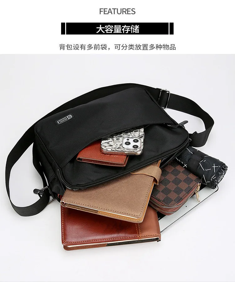 2025 جديد للرجال مقاوم للماء أكسفورد حقيبة كتف بسيطة وعصرية ، حقائب سفر عصرية ومريحة غير رسمية bolsos