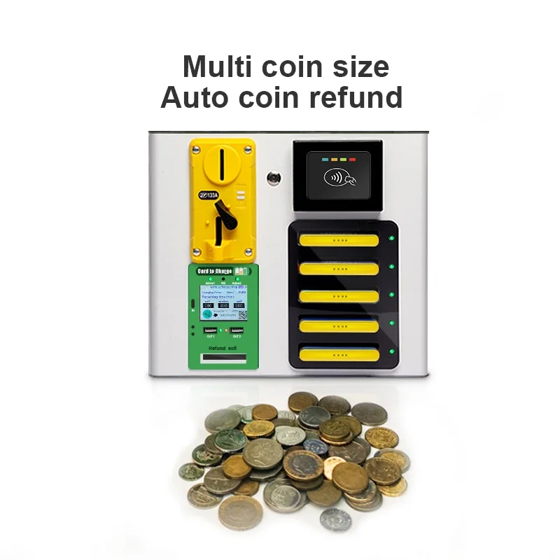 Multi coin size auto coin refund shared powerbank quick charge support 4G magnetic power bank wireless charging powerbank