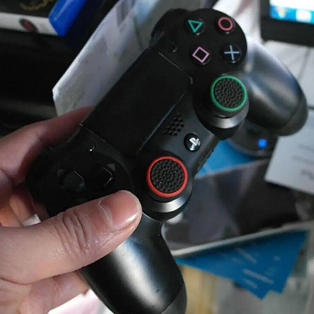 4 buah penutup tutup pegangan tongkat silikon jempol untuk Nintendo XBOX ONE 360 Aksesori Game untuk pengontrol PS3 PS4 warna-warni