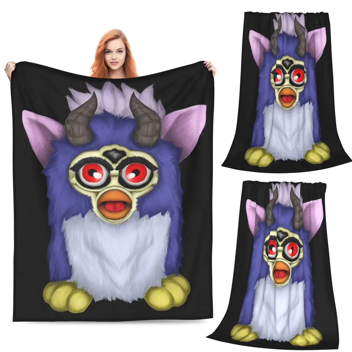 

Demon Furby Blanket Fleece Sofa Throw Blanket Lightweight for Couch Bedding Travel Throws Bedspread Quilt