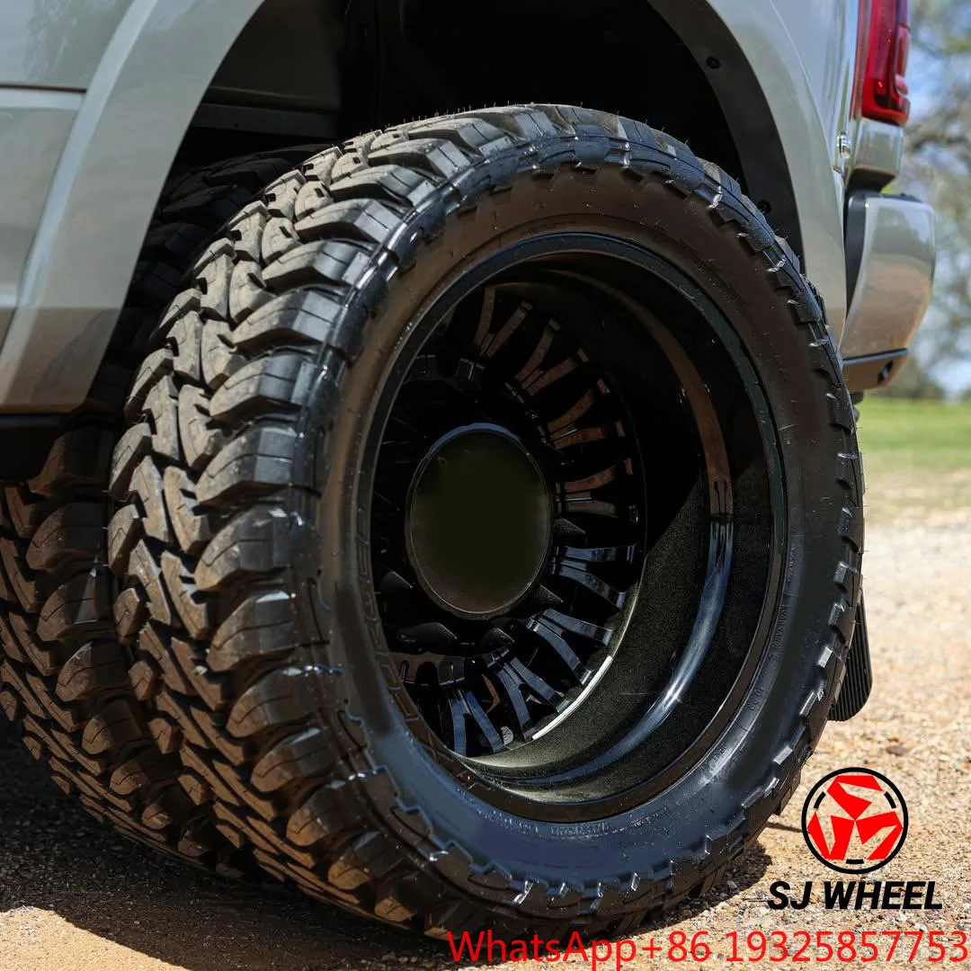 SJ Rims Custom Dually Wheel 22 24 26 28 Inch Forged Black Chrome Polished Color Off-road Deep Dish for  F350 Ram 3500