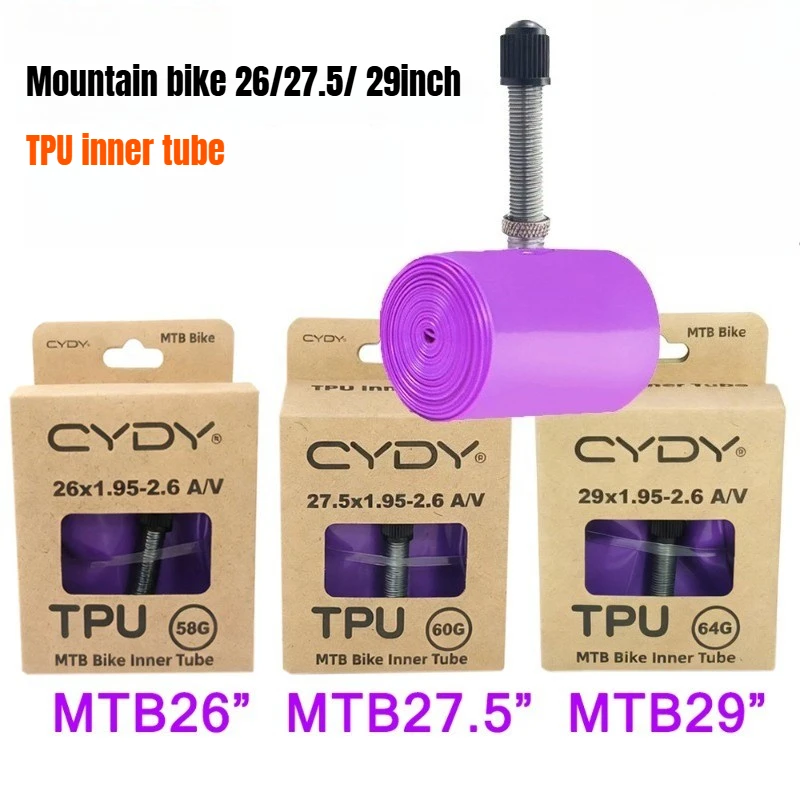 

TPU MTB Bike Inner Tube Camera 29 26 27.5 29x1.95-2.6 Inch Mountain Bicycle Tire Schrader Valve AV Pneu 29er Cycling Tube
