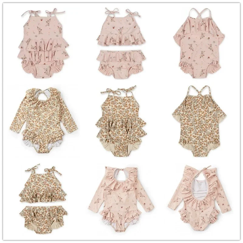 

Купальные костюмы для маленьких девочек, новая летняя одежда вишневого цвета для маленьких мальчиков, детский купальник с цветочным принтом, детские купальники, милый комплект бикини