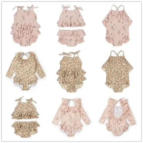 Toddler Girls Swimming Suits New Summer Cherry Infant Baby Boy Clothes Kids Flower Swimwear Children Swimsuits Cute Bikini Set