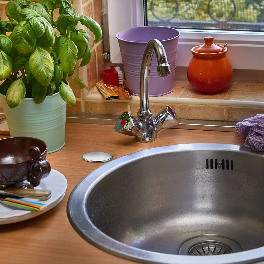 2Pcs Kitchen Sink Hole Covers Stainless Steel Tap Hole Cover Water Tank Decorative Caps Washing Basin Plug Sealing