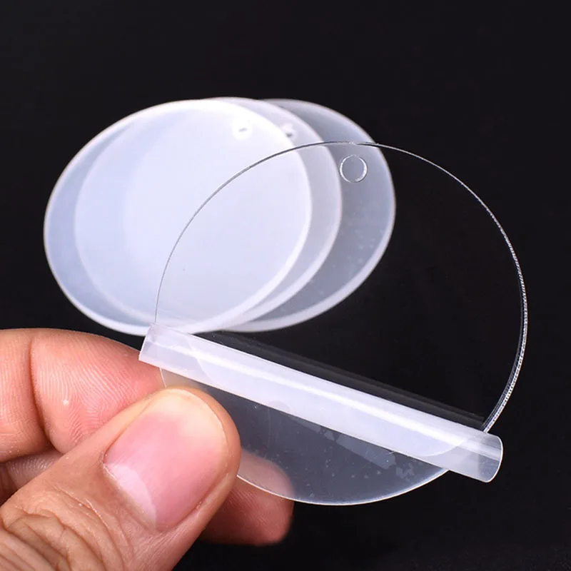 

50Pcs Acrylic Keychain Blanks Round Clear Discs Circles Pendant