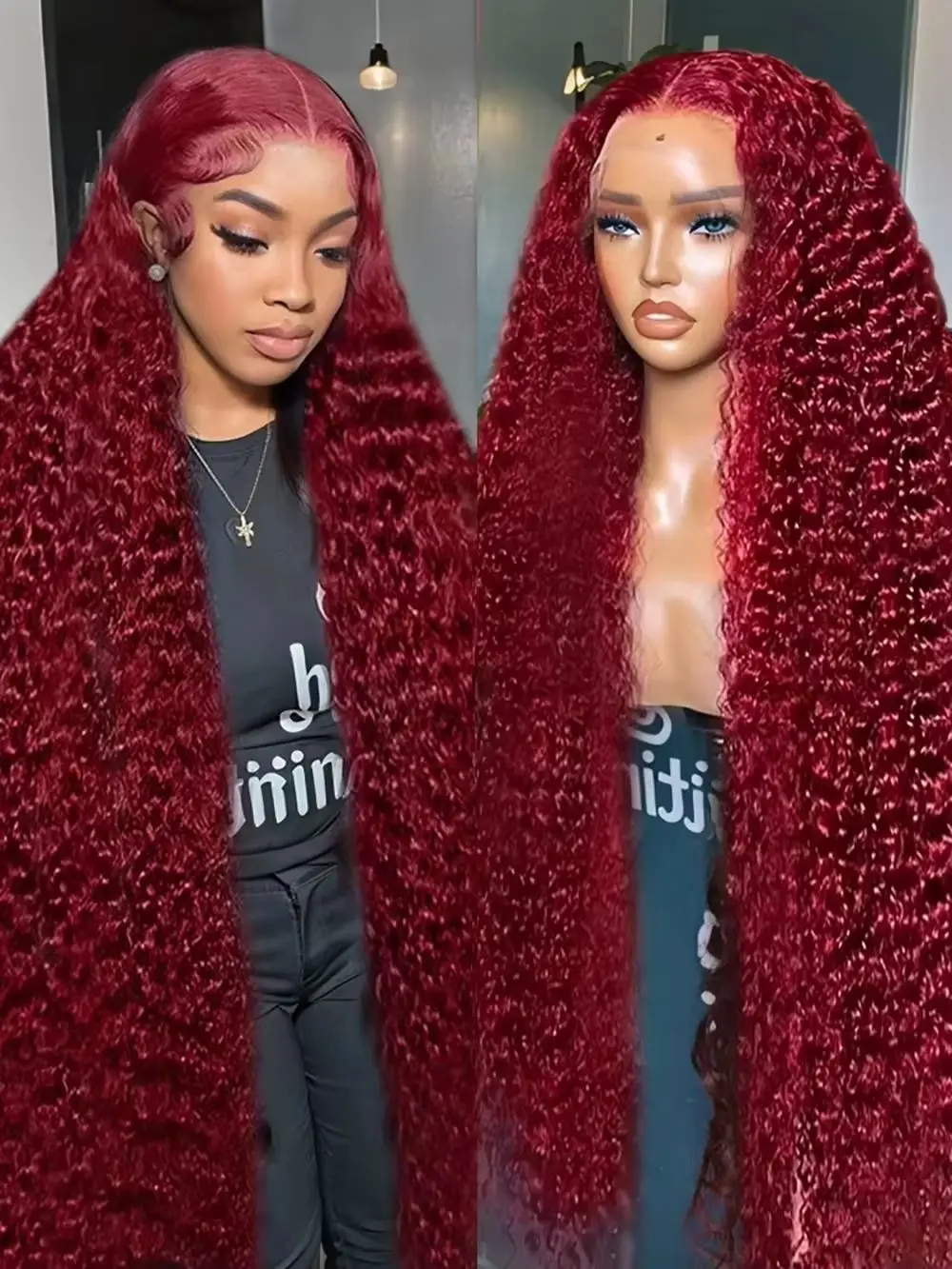 

99J Burgundy Lace Front Wigs Human hair Deep Wave 13x6 HD Lace Frontal Wigs Human Hair Pre Plucked 200 Density Red Colored
