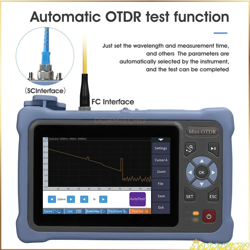 CL-800 12-In-1 100KM Mini OTDR 1310/1550nm 26/24dB riflettometro In fibra ottica Touch Screen VFL OLS OPM Tester per cavi Ethernet