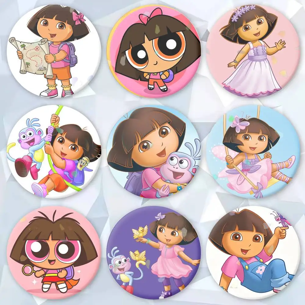

Anime Cute D-Dora the Explorer Brooches Cartoon Badge Pins Backpack Hat Accessories Friend Gift