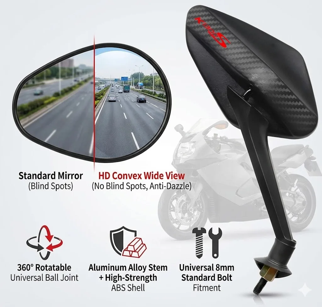 1 Pair Modifyed 360° Foldable Motorcycle Side Rearview Mirrors For BMW K1300S K1300 S K1300-S K 1300 GS 2018 2019 2020 2021 2022
