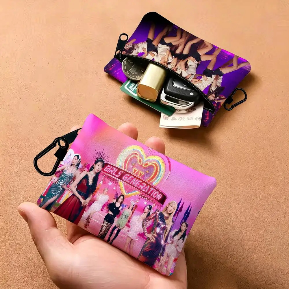 Kpop Group G-Girls S-Generation White Oxford Cloth Zipper Coin Purse Lightweight Hanging Key Pouch Card Holder For Daily Use