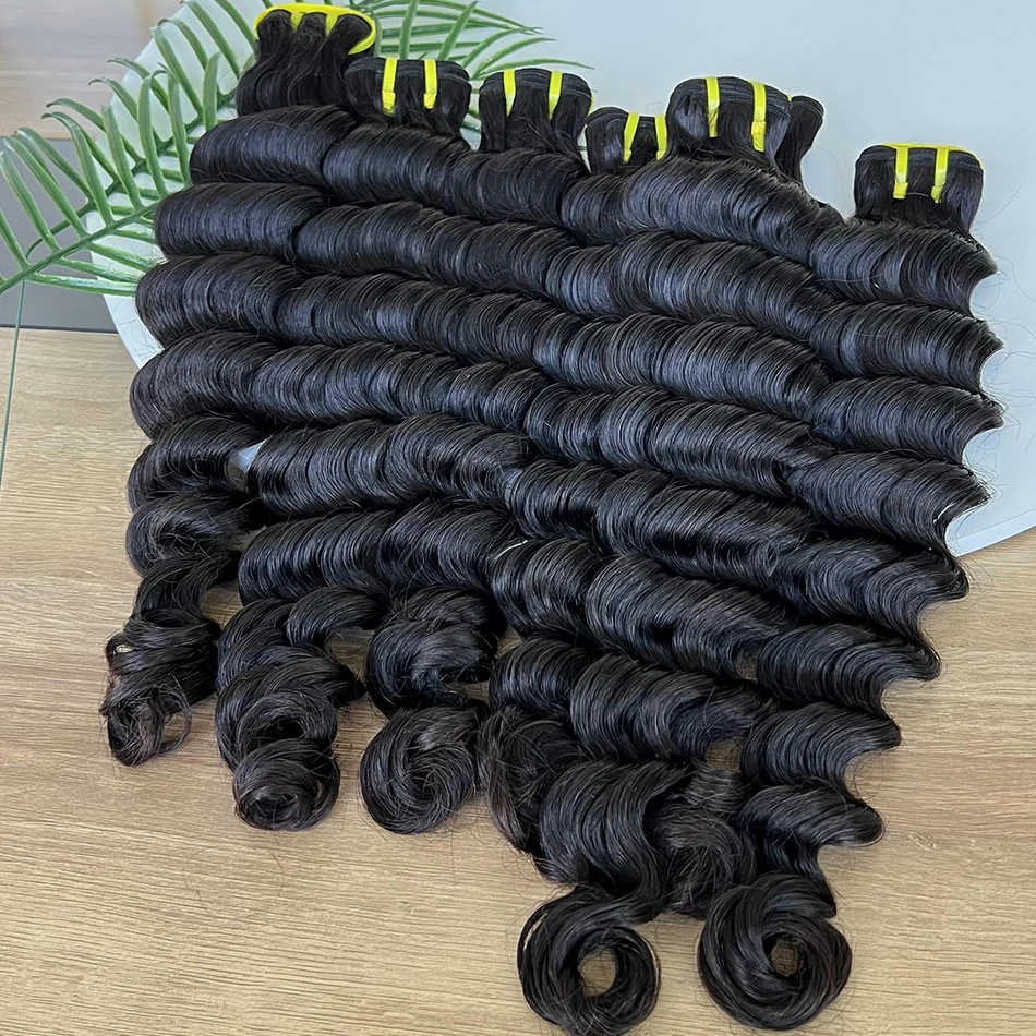 

Yiwigs 10A Grade Deep Wave 100% Thick Sew In Human Hair Bundles 10-30 inches Black 3 Bundle Deals Raw Hair Weave Extensions