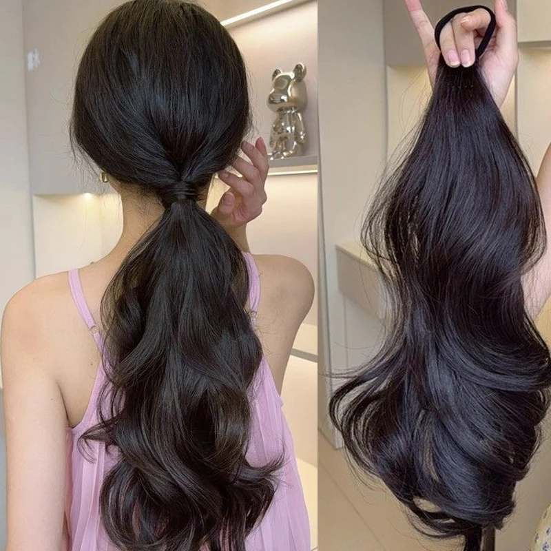 

1Pc Wavy Hair Ponytail Extensions Wig Synthetic Wavy Ponytail with Elastic Hair Band for Women Daily Party Use Hair Accessories
