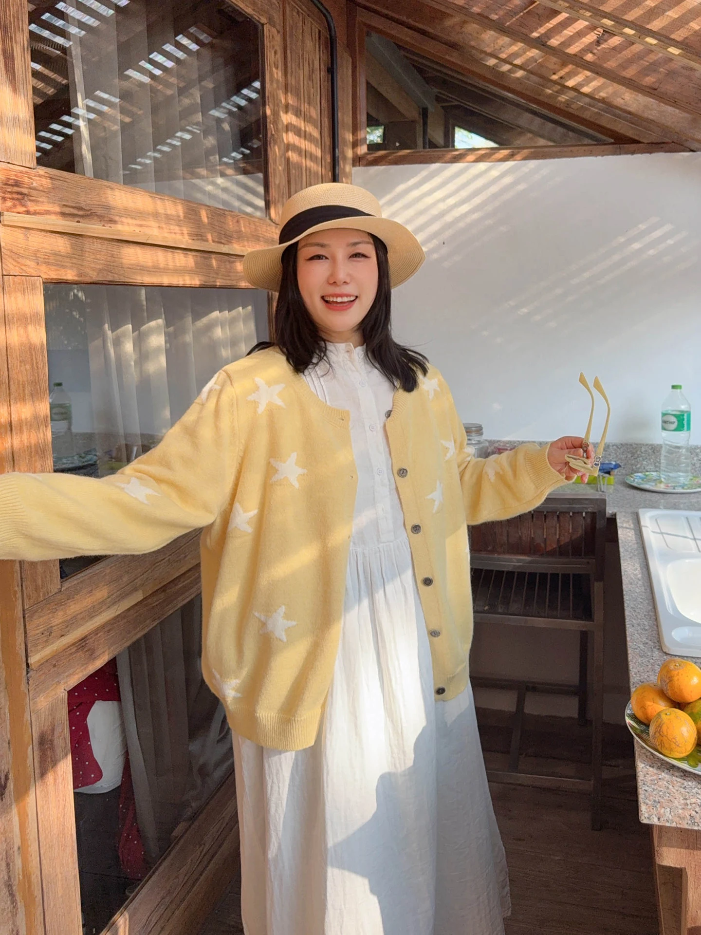 

VOGANA Large Size Women's Korean Sle Sweater Cardigan Slimming Loose Star Print Gentle Spring Faion Casual Knitwear