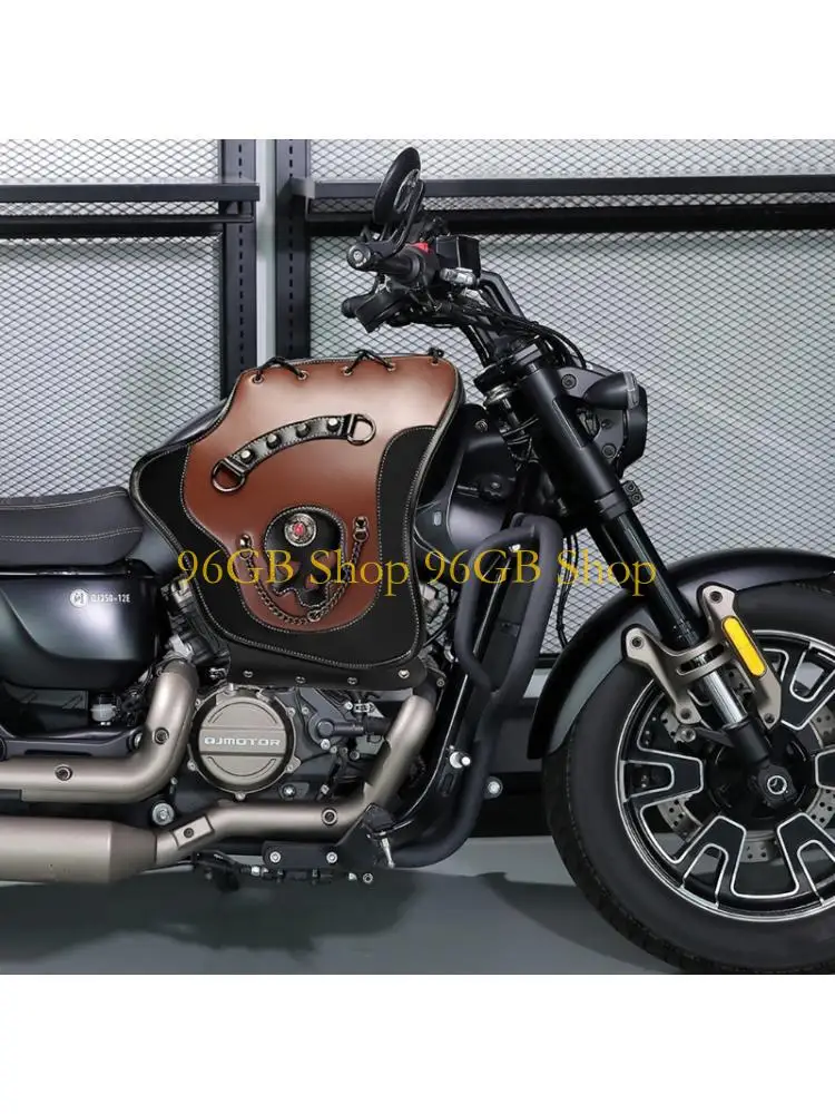 96GB Motorcycle Side Heat Insulation Pad, Skull Cover Accent with Leather-Look Panel for Bike Side Decoration Area