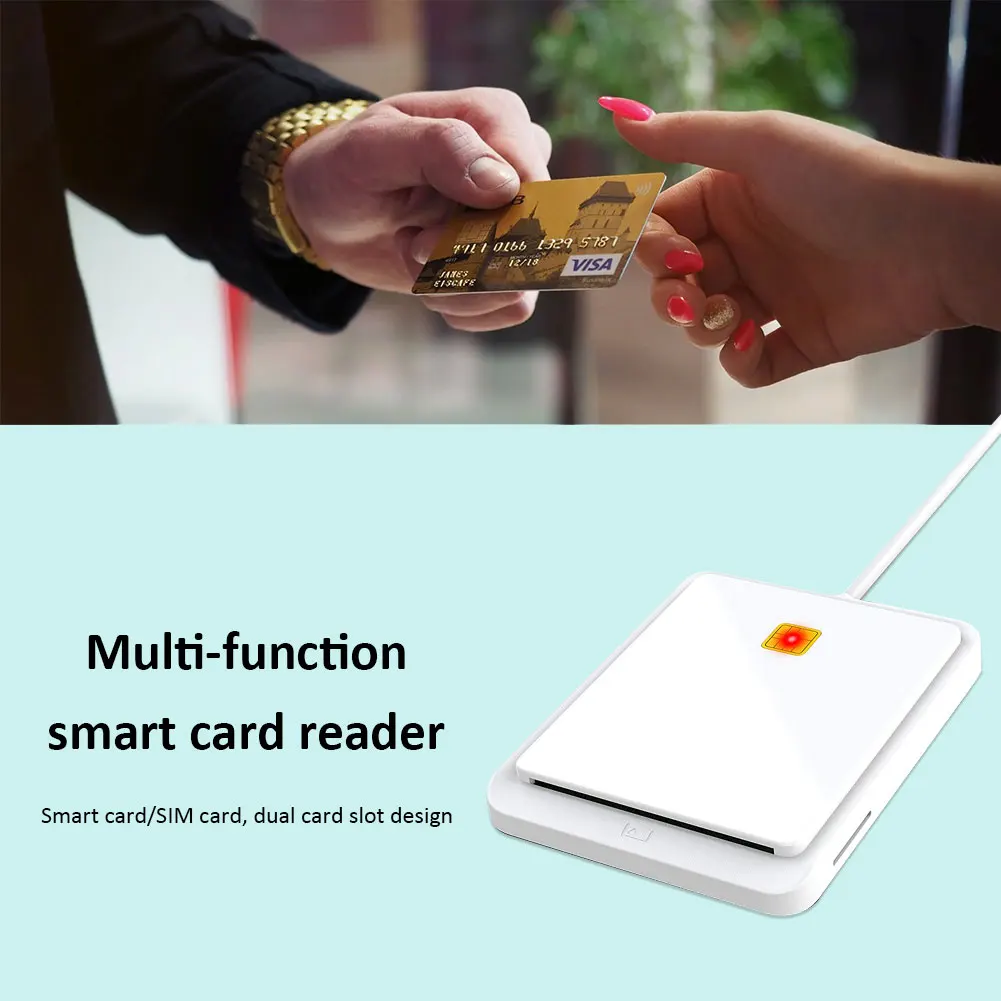 USB 2.0 Smart Card Reader Memory for ID Bank SIM CAC ID Card Connector Adapter