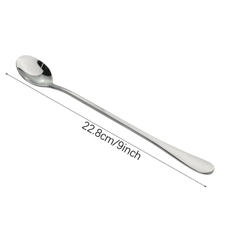 6 Pcs Stainless Steel Spoons Ice Cream Spoons Long Handle Coffee Spoons Stirring Spoons Kitchen Utensils