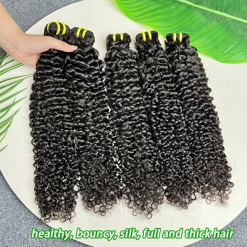 

Deep Curly Bundles Unprocessed Virgin Raw Hair 100% Human Hair Weaving Extensions Water Wave Double Weft Natural Black #1B
