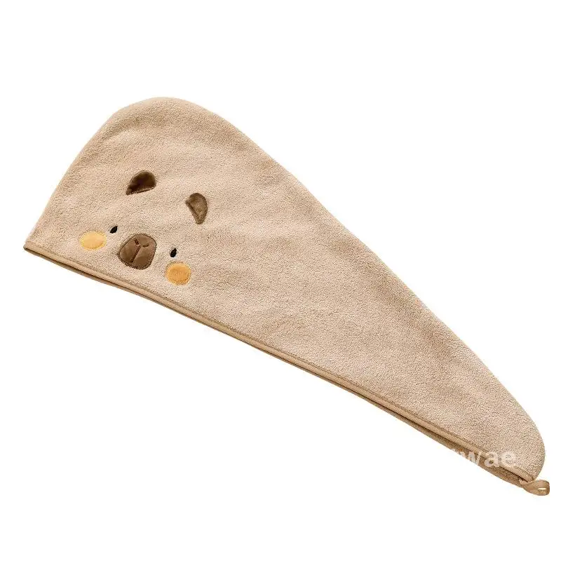

IP Dolphin Coral Fleece Hair Drying Cap Absorbent Quick-Drying Thickened Towel Pink White Light Brown Embroidered Headscarf