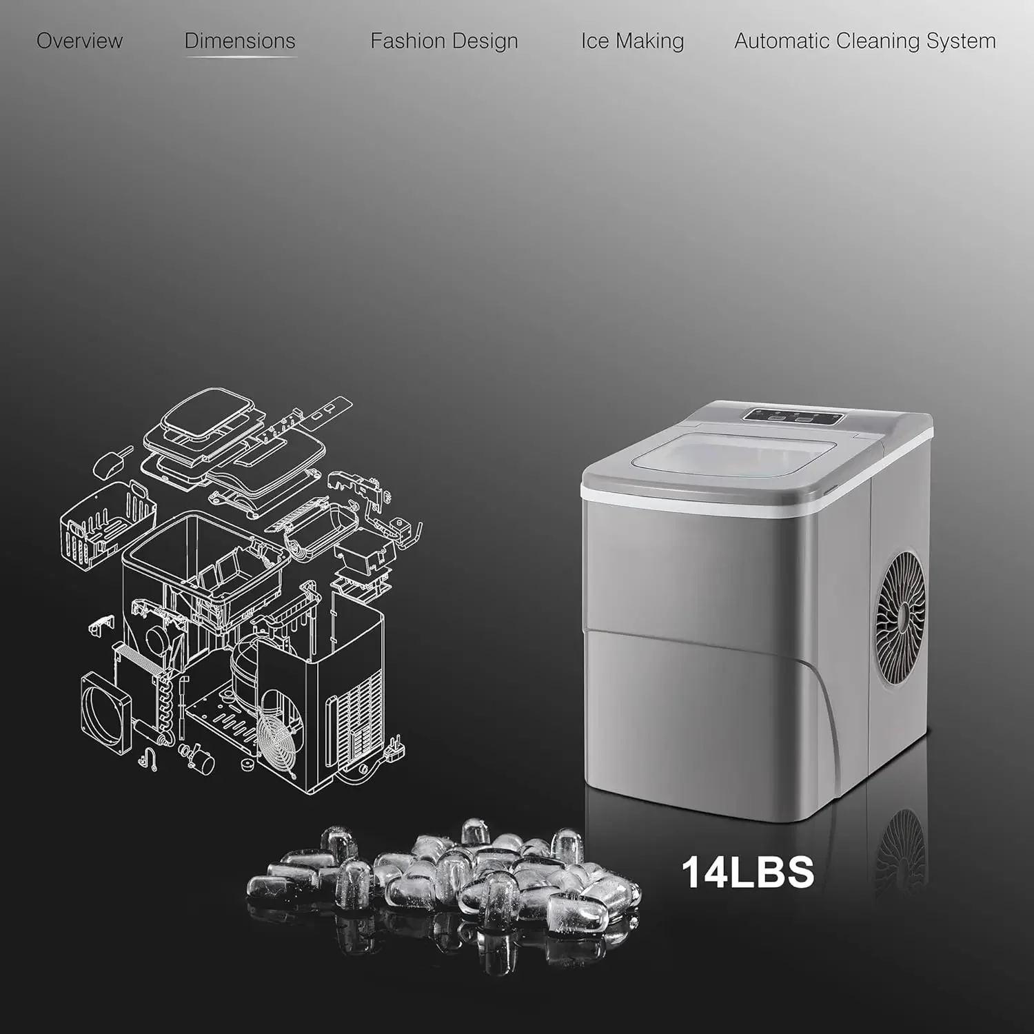 Kit de conexión de manguera de agua ddicional, Control electrónico sin esfuerzo, Máquina Eléctrica eficiente para hacer hielo en encimera, uso doméstico