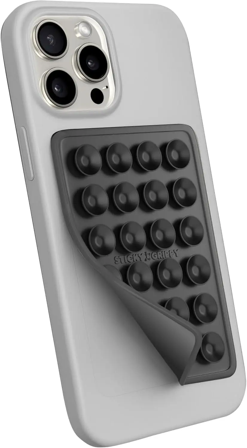 StickyGrippy Suction Phone Case Mount, Sillicon Adhesive Phone Accessory for iPhone and Android, Hands-Free Fidget Toy Mirror