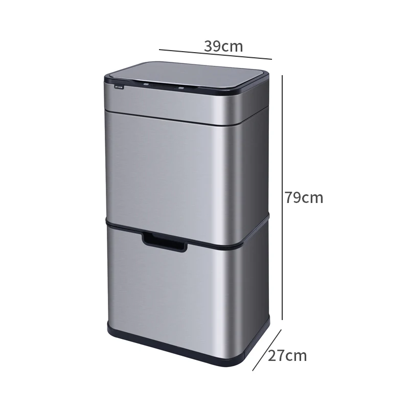 Automatic 50L Rectangle Sensor Sanitary Smart Bin Garbage Street Sorting Kitchen Waste Outdoor Stainless Steel Trash Can