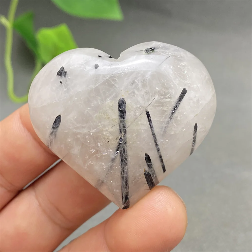 

Natural Black Tourmaline Crystal Hand-carved Heart Shape Polished Healing Love Home Decoration Ornaments