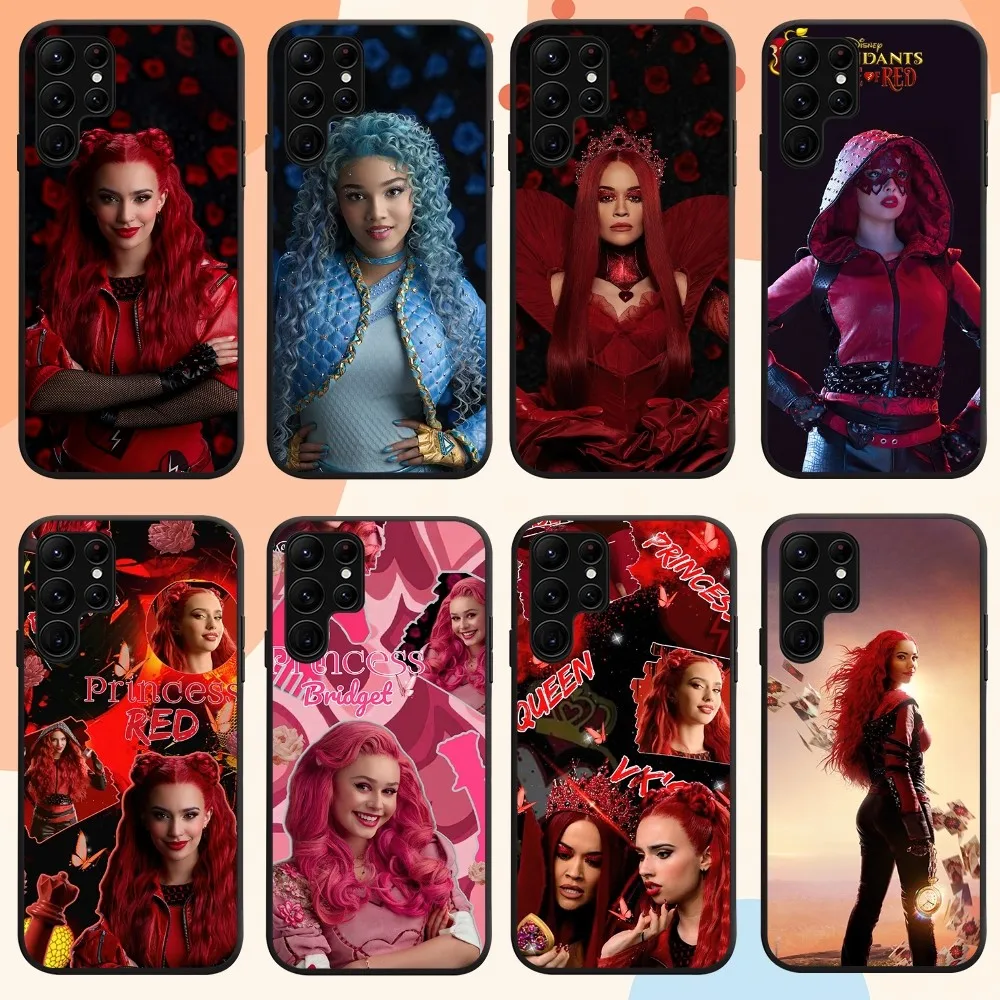 MINISO Disney D-Descendants Red Phone Case For Samsung Galaxy S24 S21 10 Plus S22 S23 S30 Note 20 Lite FE Ultra Shell