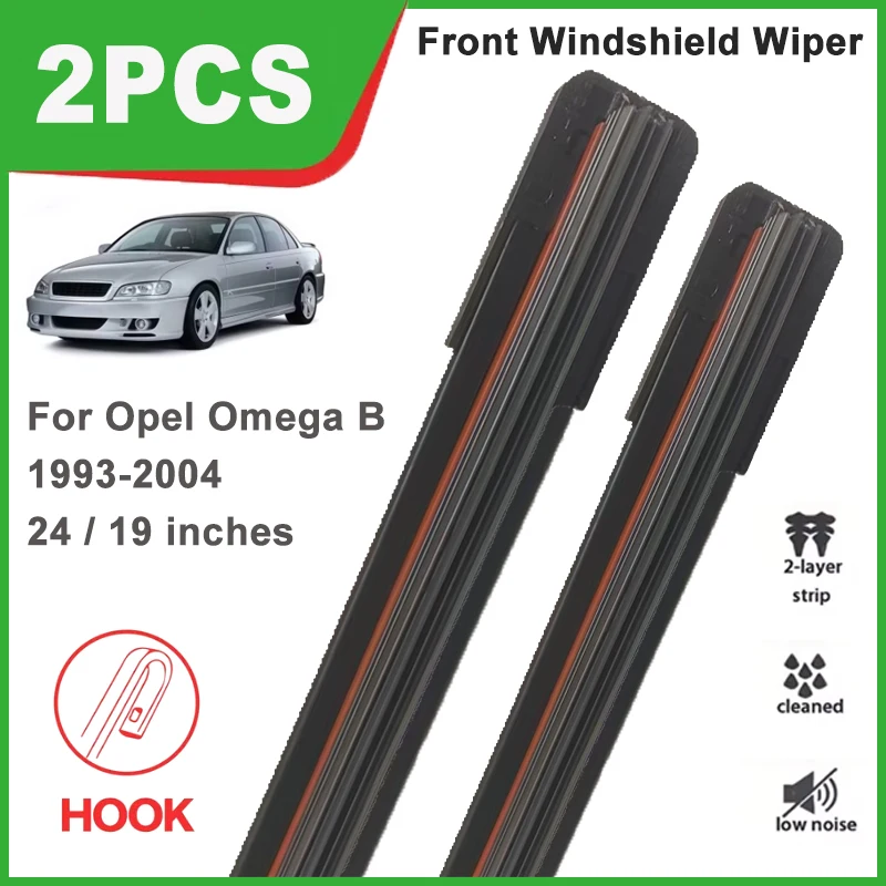

24"+19" Double Rubber Front Wiper Blades, Durable Windscreen Windshield Replacement Parts For Opel Omega B 1993-2004 1994 1995