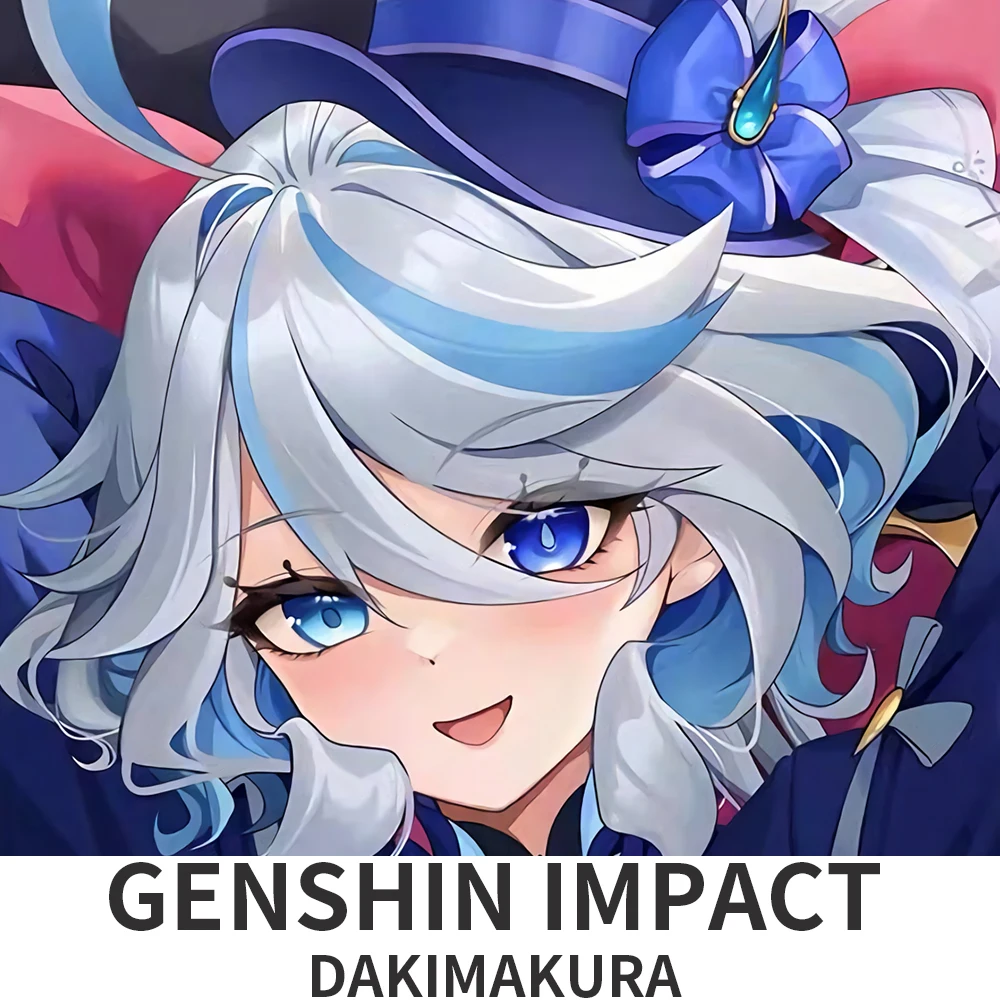 Dakimakura Genshin Impact Furina de Fontaine Anime Cartoon Figure Printed Pillowcase For Living Room Bedroom