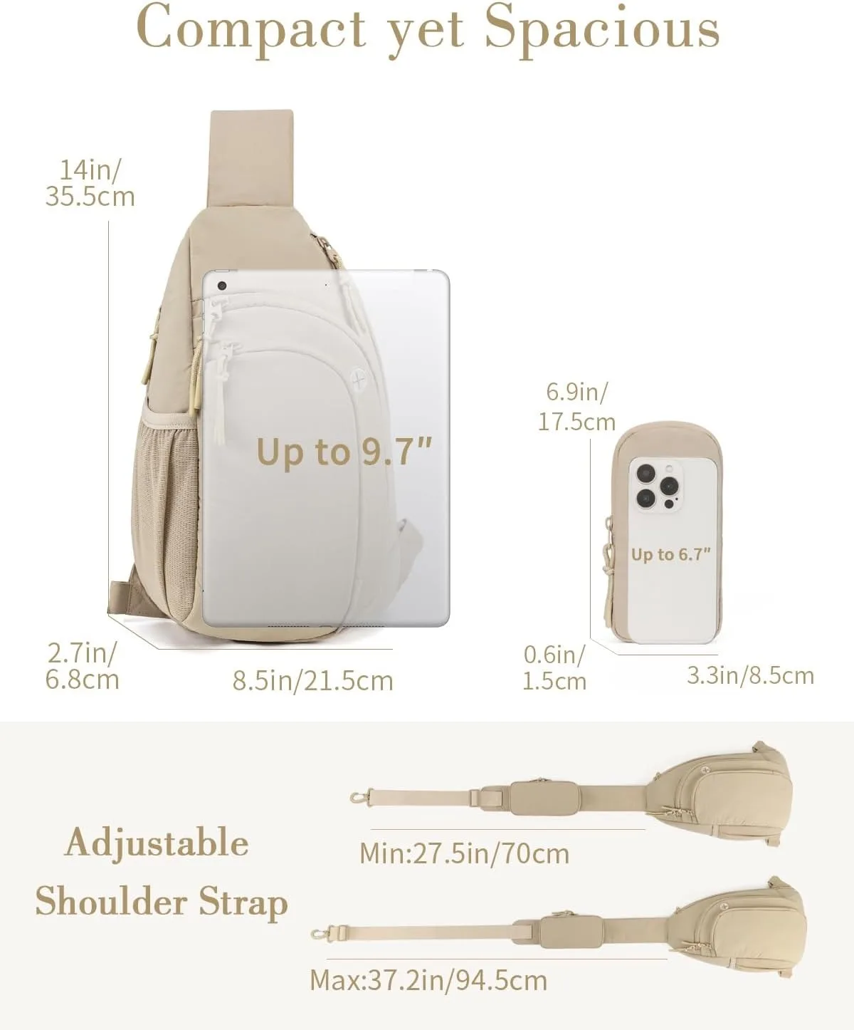 Sling Bag Crossbody Bags for Men Women Anti-theft RFID Blocking Pocket Cross Body Travel Purse Sling Backpack Tablet Compartment
