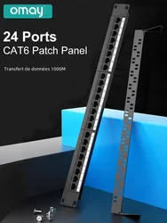 OMAY 19-Inch 1U 24 Port CAT6 Patch Panel Cabinet Rack RJ45 Coupler Cable Adapter Inline Keystone Jack Modular Frame