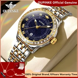 OUPINKE Original Women's Automatic Mechanical Watch Top Luxury Diamond Lap Starry Sky Dial Classic Elegant Ladies Wristwatches