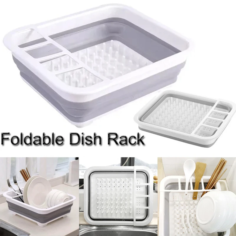 

1pc Folding Draining Dish Rack Tableware Storage Box Large Capacity Cutlery Shelf Drain Board Organizer Home Kitchen Accessories