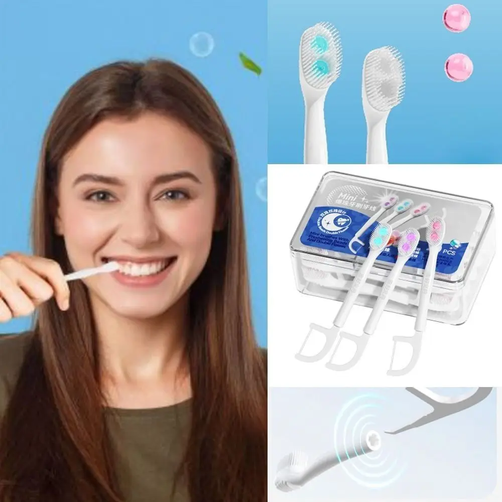 مع حبة منعشة فرشاة أسنان صغيرة للسفر العناية بصحة الفم فرشاة أسنان محمولة مسبقة الصقحة نكهة الخوخ للسفر #2