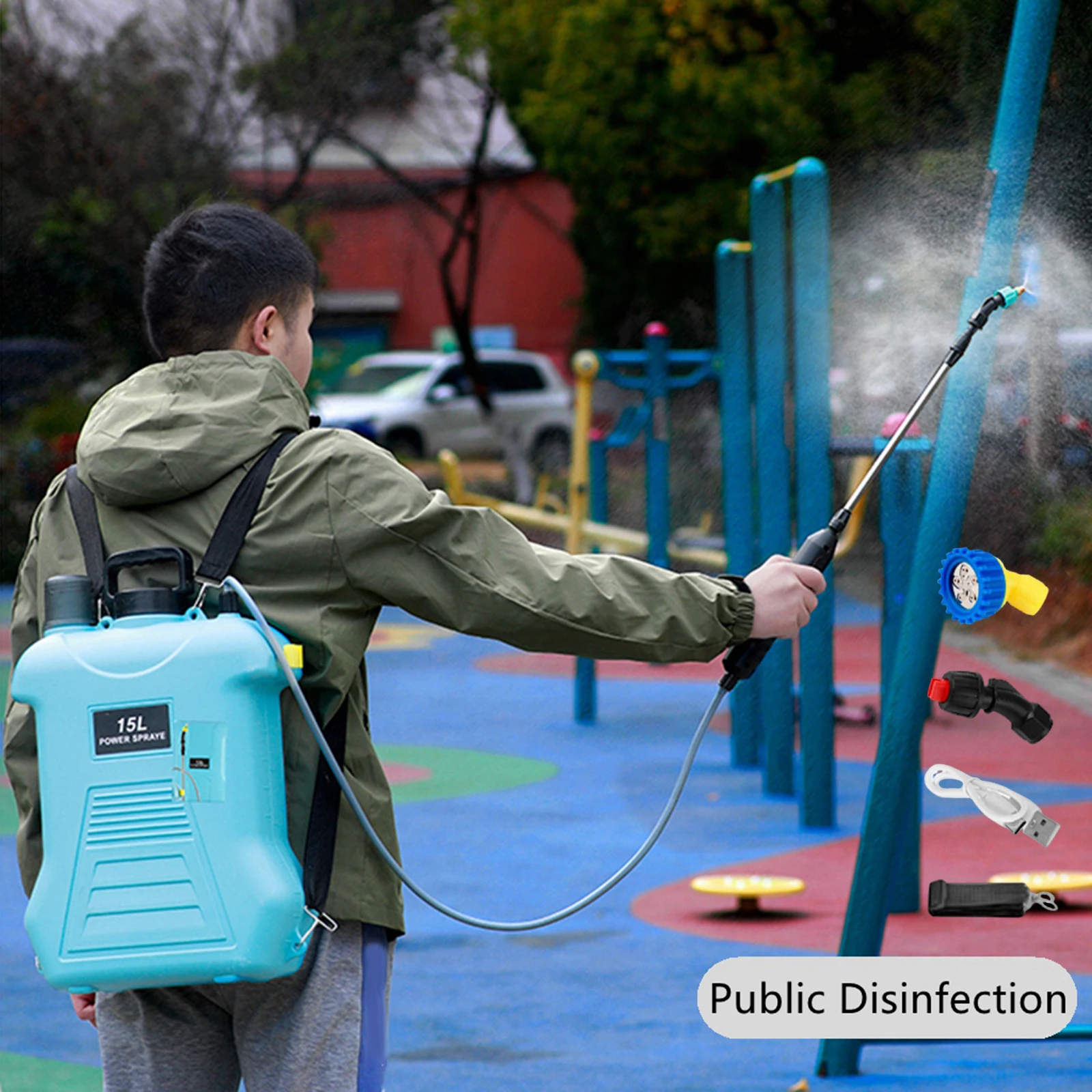 Backpack Pesticide Sprayer 15L Electric Spray USB Rechargeable Automatic Sprayer Bottle With 4Mist Nozzles for Garden Irrigation