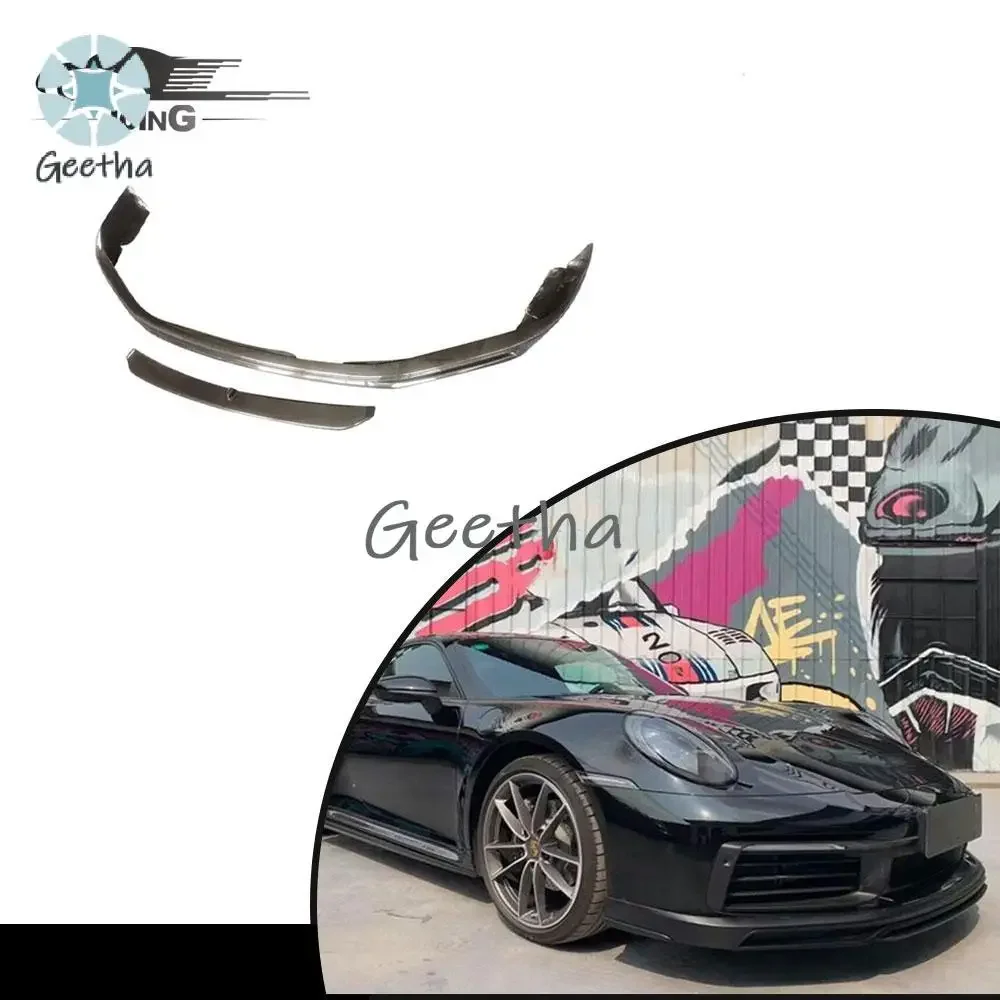 

Fits for Porsche 911 992 2019-23 REAL CARBON FIBER Front Bumper Lip Spoiler Body Kit civic fk7 hatchback passat b8 tuning