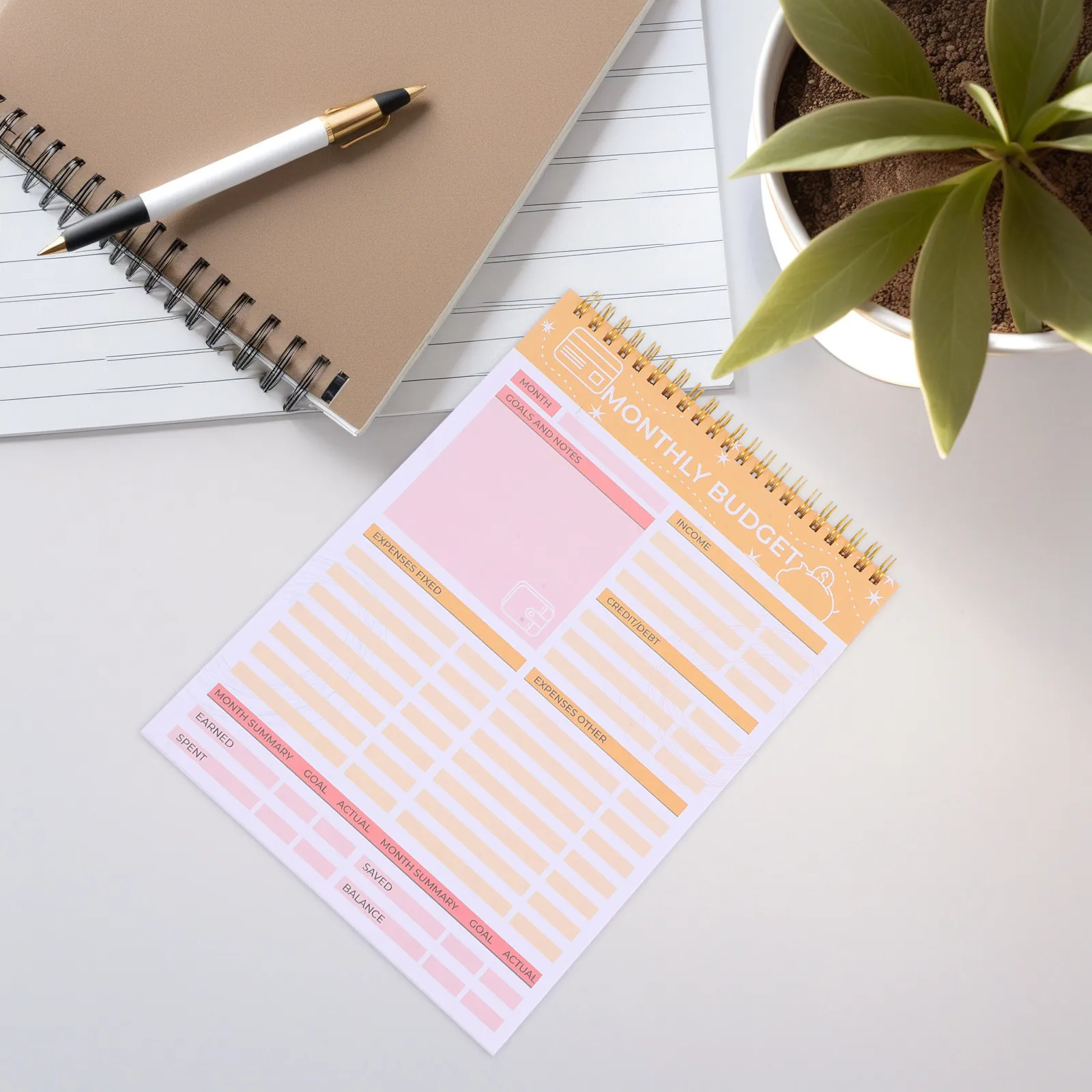 Spiral Budget Planner Book Monthly Expense Tracker Financial Planning Notepad Budget Organizer Compact Size Smooth Writing Paper