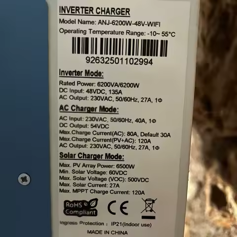 ANENJI 6.2KW 220V Hybrid Solar Inverter 48V WIFI Pure Sine Wave On Off Grid Inverters 120A Mppt energ&iacute;a solar for Solar Panel