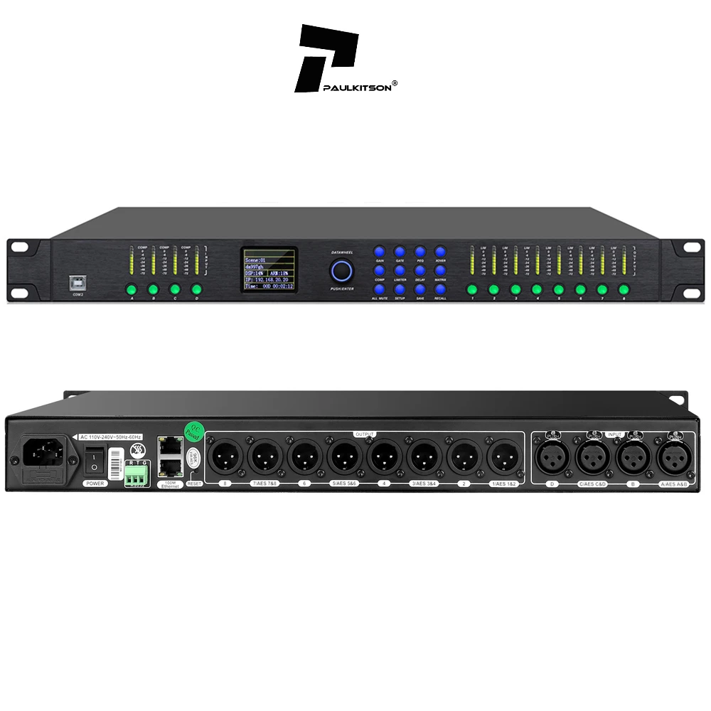 DPA0408RTS Professional Digital Audio Processor 4-8 Channel Sound Processor with FIR Effects Metal Material