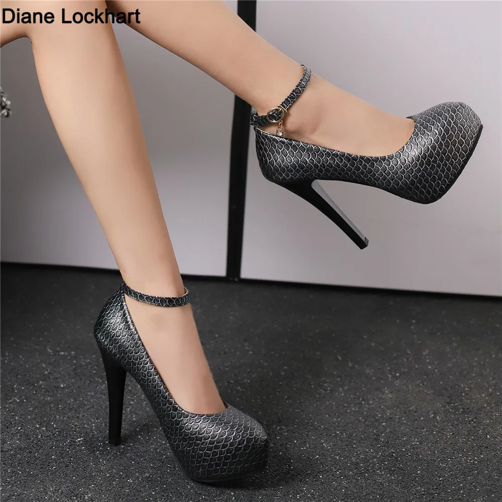 

Spring New Pump Women's High Heels Platform Ankle Strap Stiletto Heels Super High Heels Dress Pole Dance Shoes Gold Silver Brown