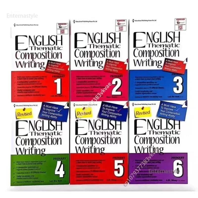 6 قطع/مجموعة من كتب الكتابة ذات التركيب المواضيعي باللغة الإنجليزية، كتب مدرسية للرياضيات في المدارس الابتدائية في سنغافورة