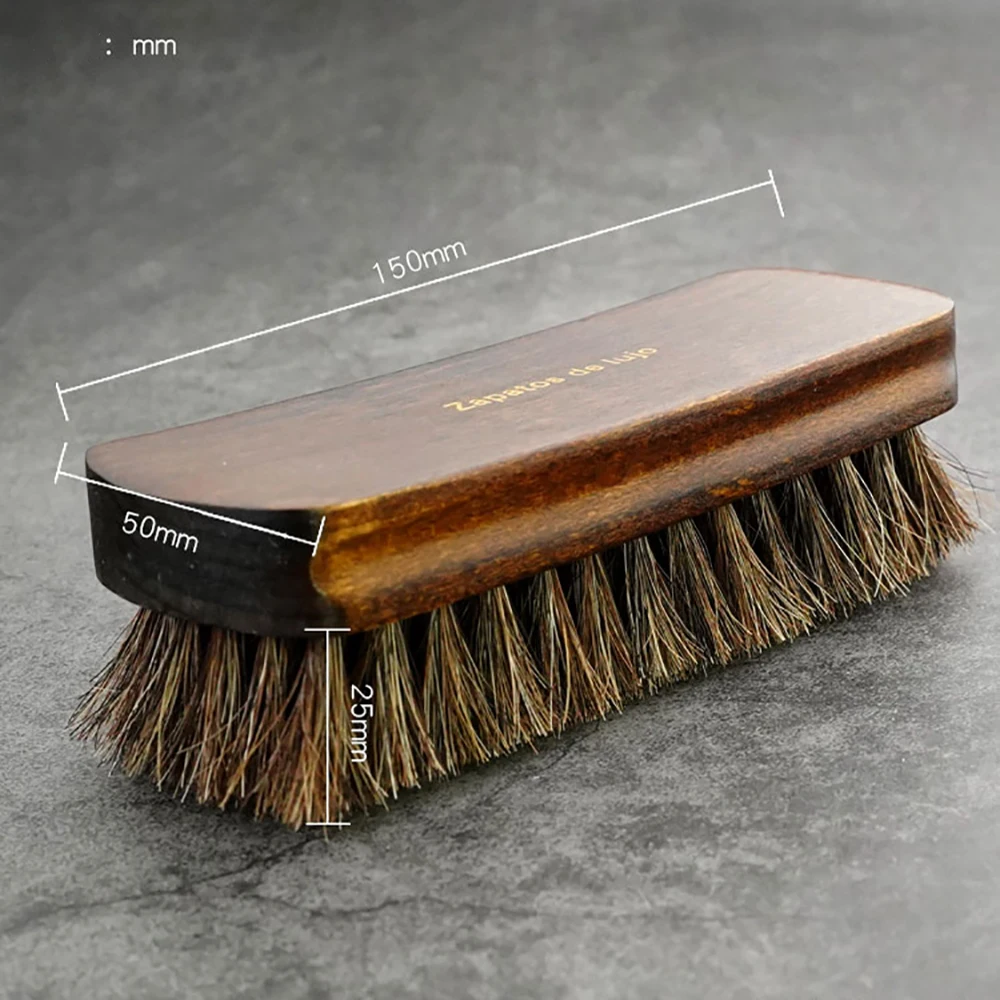 Real Horse Hair Shoe Brush Polish Natural Horsehair Leather Soft Polishing Tool Bootpolish Cleaning Brush Handmade DIY Tool