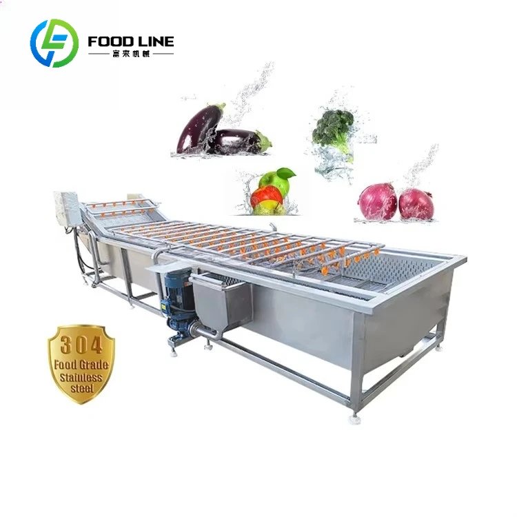 Full Automatic Stainless Steel Air Bubble Washing Machine/Ozone Fruit and Vegetable Washer Line  Customized